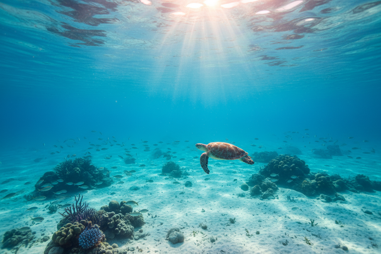 ein bild vom blauen meer unter wasser